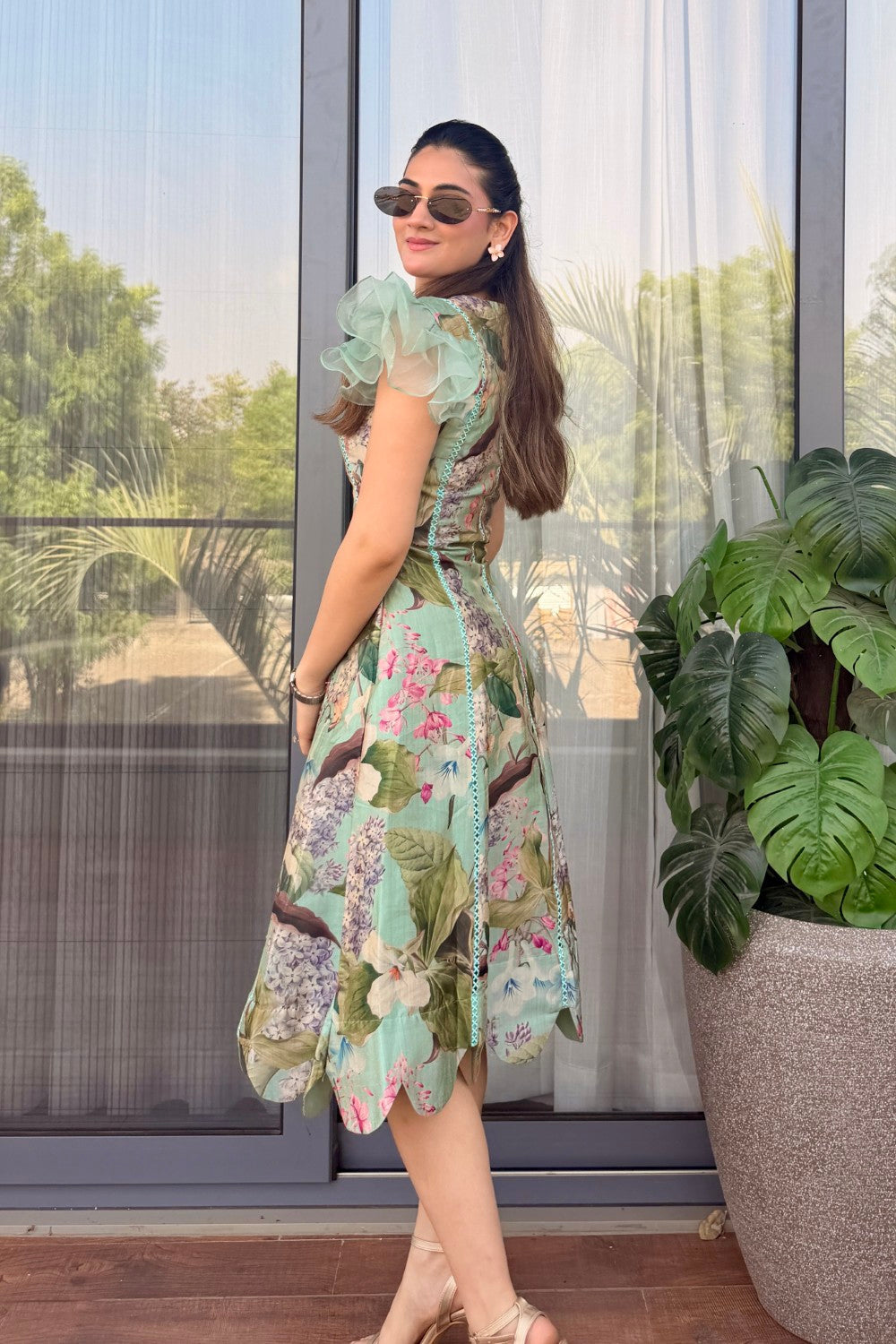 Felicia Scalloped Midi Dress