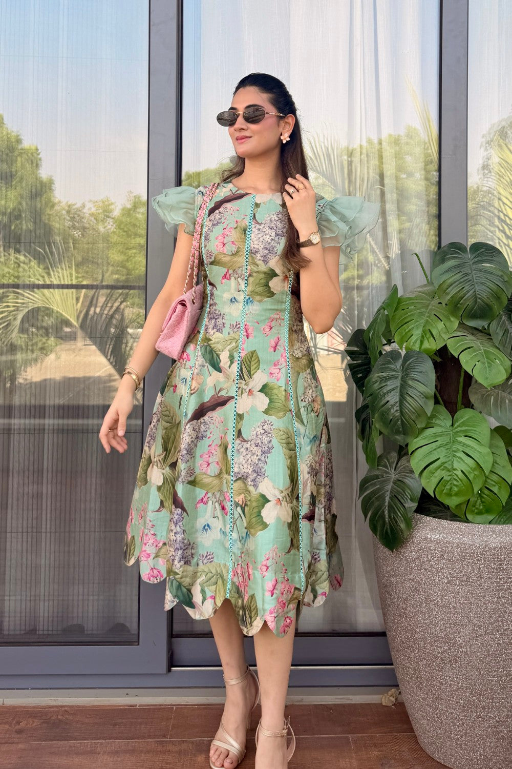 Felicia Scalloped Midi Dress