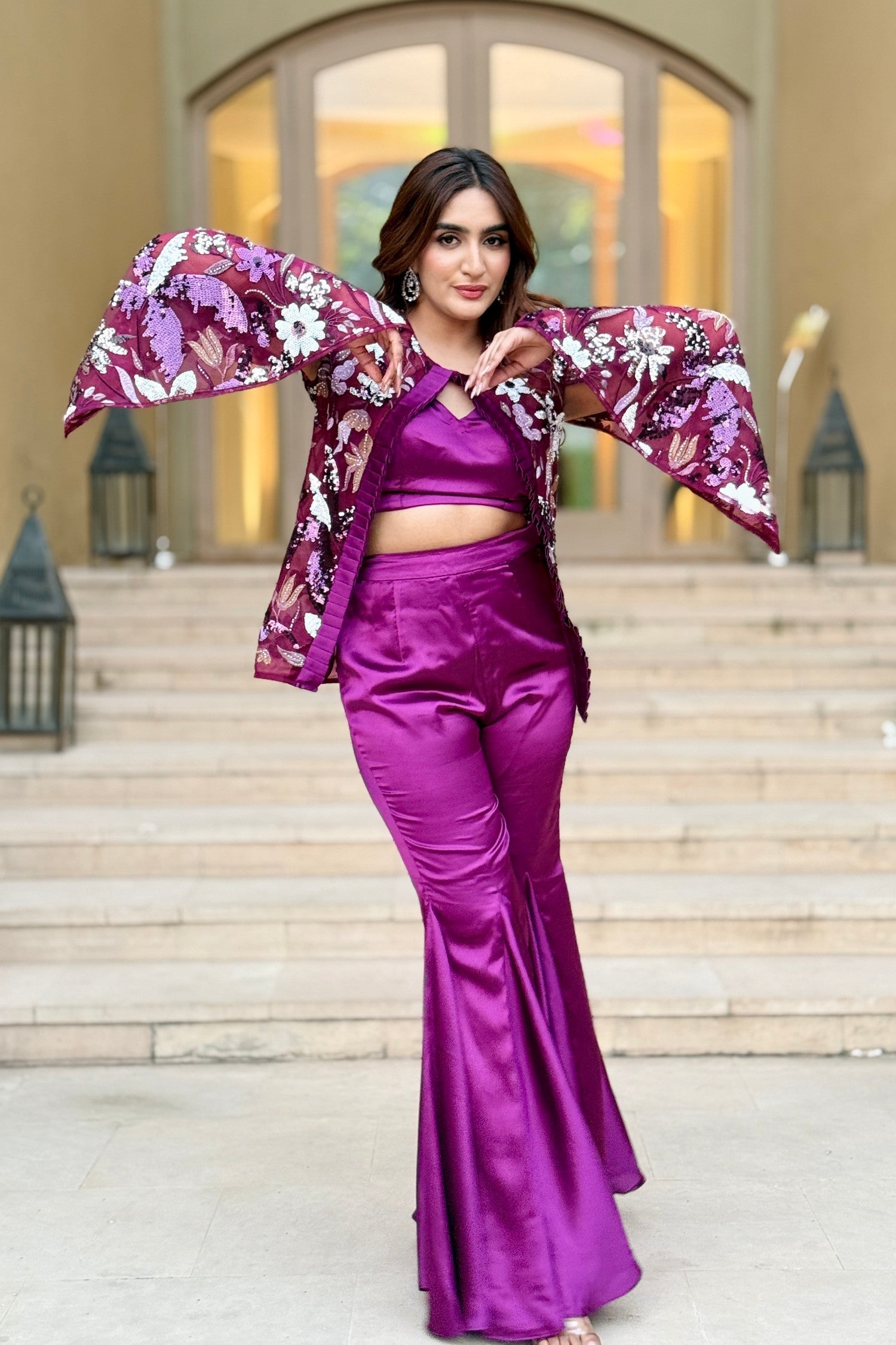 Marissa Embroidered 3pc Cape Set