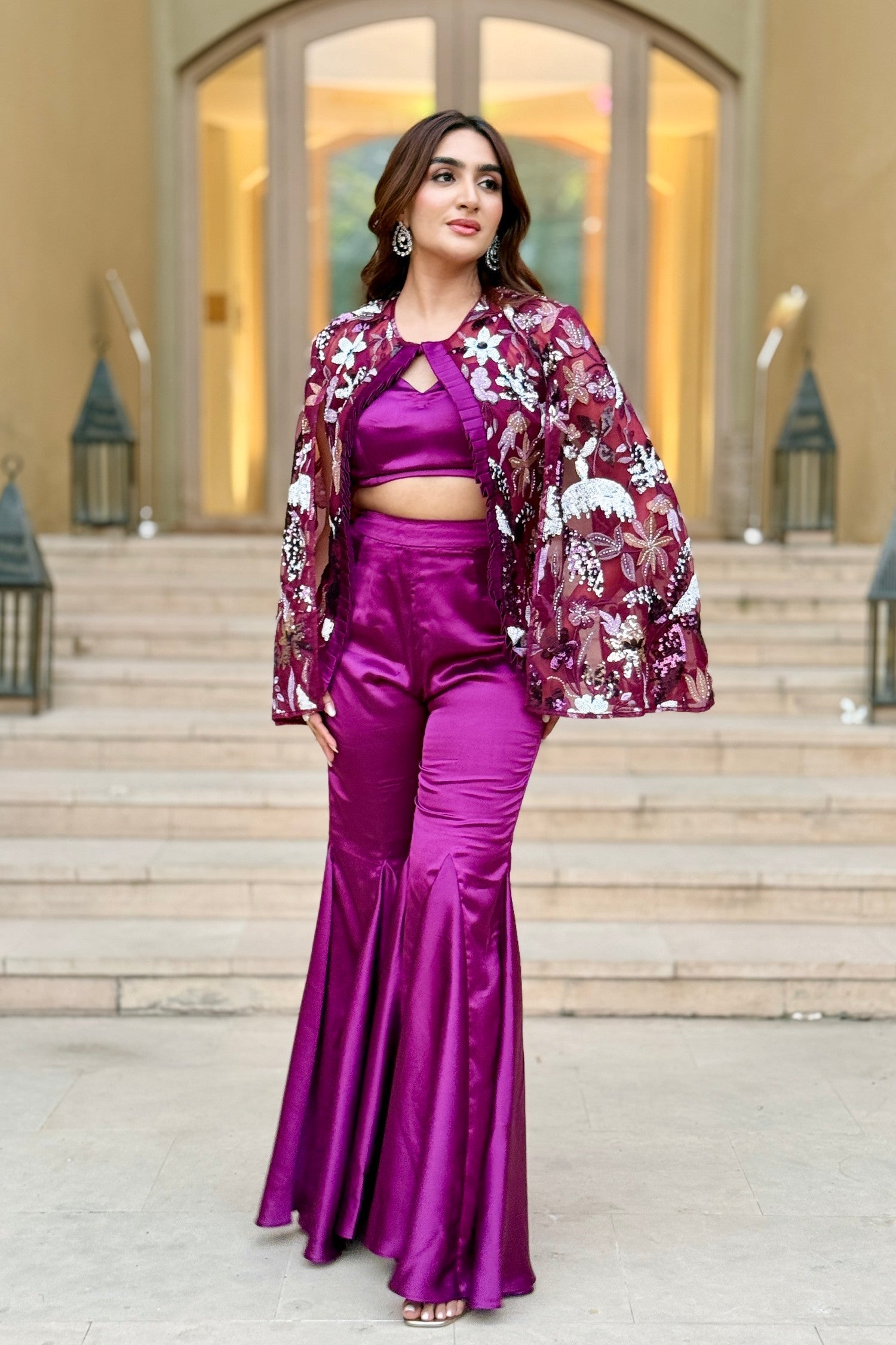 Marissa Embroidered 3pc Cape Set