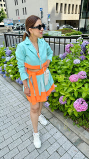 Rumina Malik in Our Cropped Blazer Skirt Duo