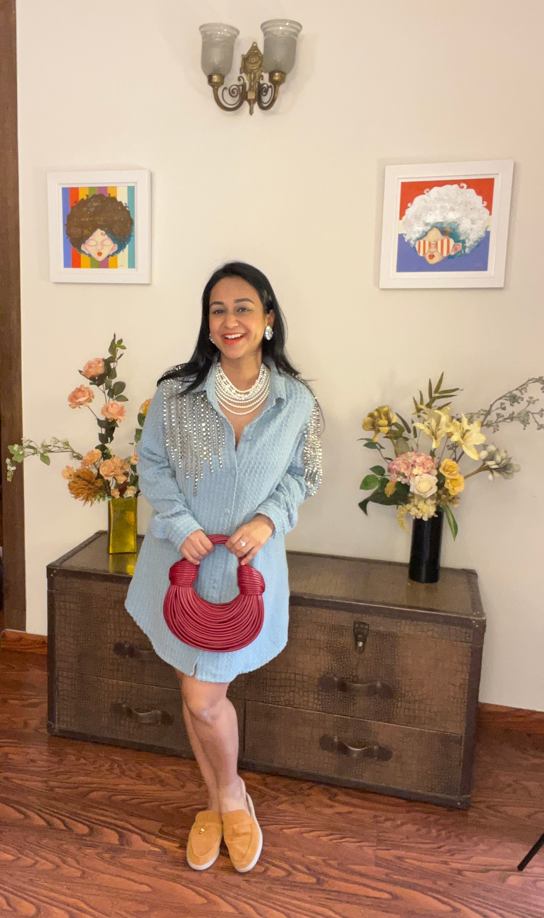 Ayanka in Light Denim Shirt Dress