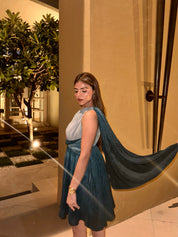 Blue Ombre Drape Dress