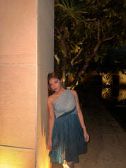 Blue Ombre Drape Dress