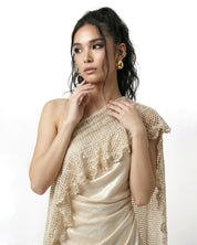 Astria Crochet One Shoulder Dress Cream