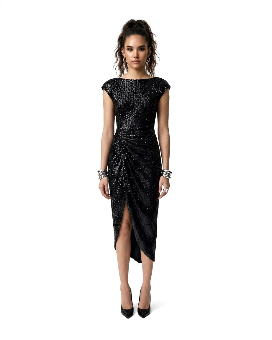 Midnight Knit Sequins Dress