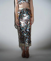 Isla Metallic Sequin Pencil Skirt