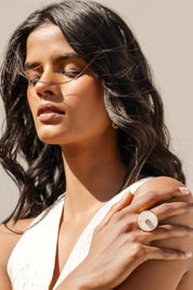 Iraa Mother of Pearl Crystal Ring
