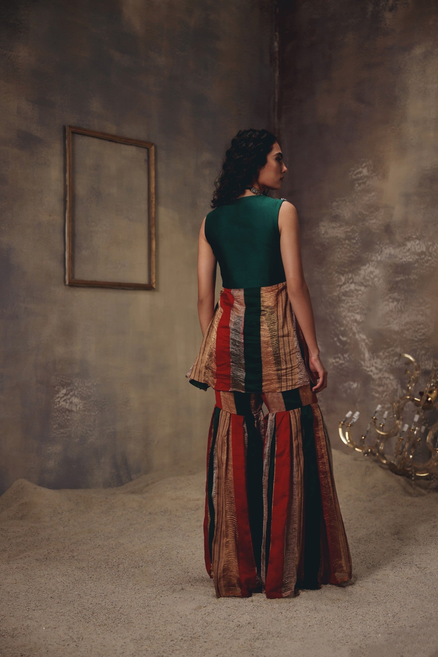Zaria Antique Embellished Sharara Set