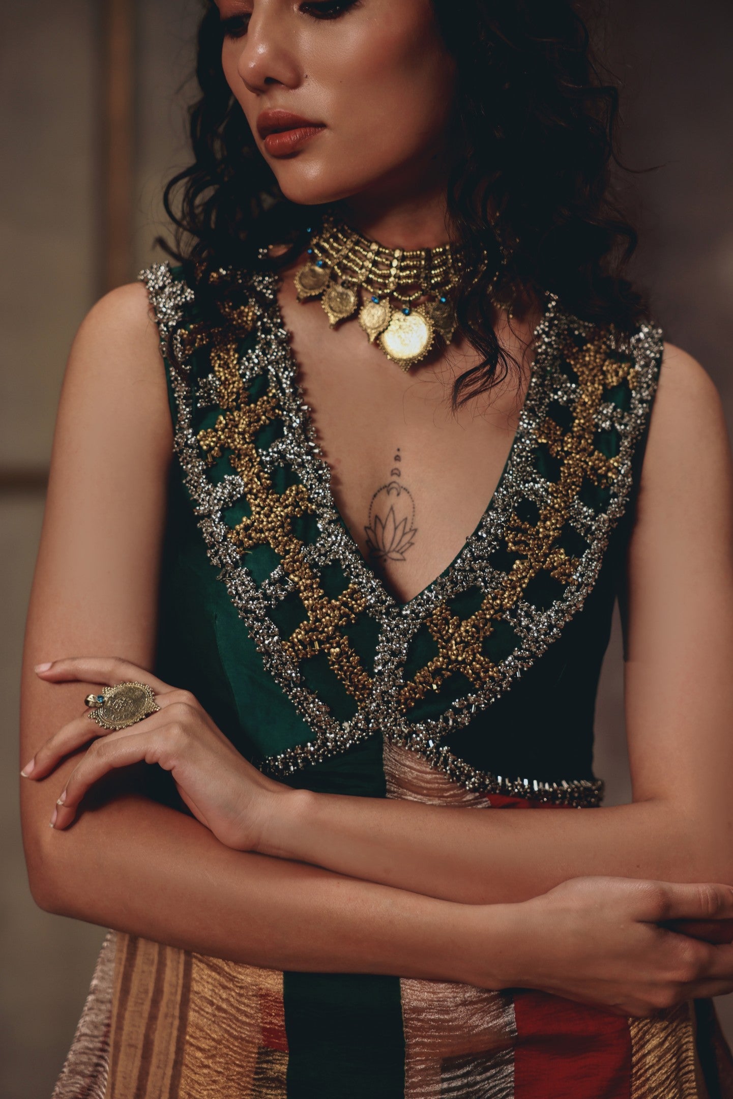 Zaria Antique Embellished Sharara Set