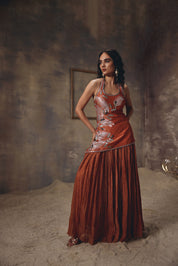 Burnt Saffron Embroidered Sharara Set