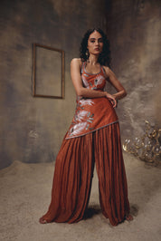 Burnt Saffron Embroidered Sharara Set