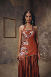 Burnt Saffron Embroidered Sharara Set
