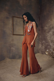 Riva Rust Metal Embellished Co-ord Set