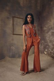 Riva Rust Metal Embellished Co-ord Set