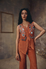 Riva Rust Metal Embellished Co-ord Set