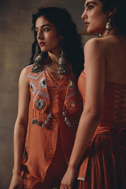 Riva Rust Metal Embellished Co-ord Set
