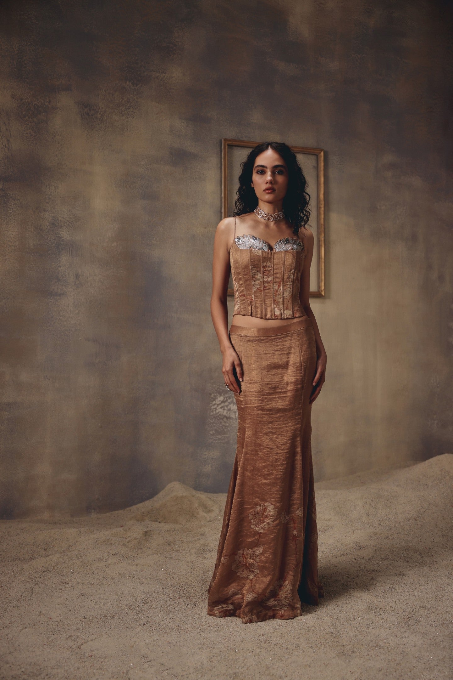 Sakshi Keswani in Mocha Empress Corset & Skirt
