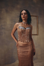 Sakshi Keswani in Mocha Empress Corset & Skirt