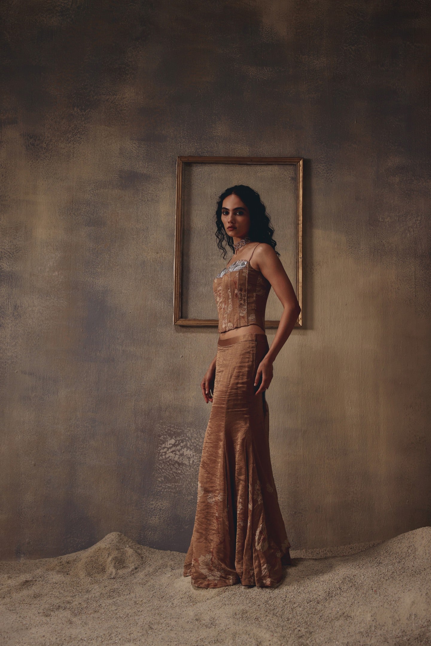 Sakshi Keswani in Mocha Empress Corset & Skirt