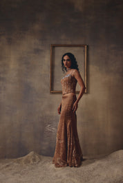 Sakshi Keswani in Mocha Empress Corset & Skirt