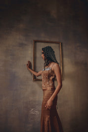 Sakshi Keswani in Mocha Empress Corset & Skirt