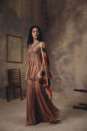Soft Bronze Sharara Set