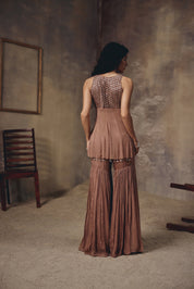 Soft Bronze Sharara Set