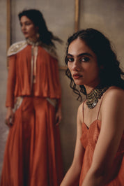 Terra Rust Metal Embroidered Co-ord Set