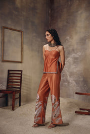 Terra Rust Metal Embroidered Co-ord Set