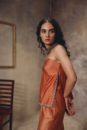 Terra Rust Metal Embroidered Co-ord Set