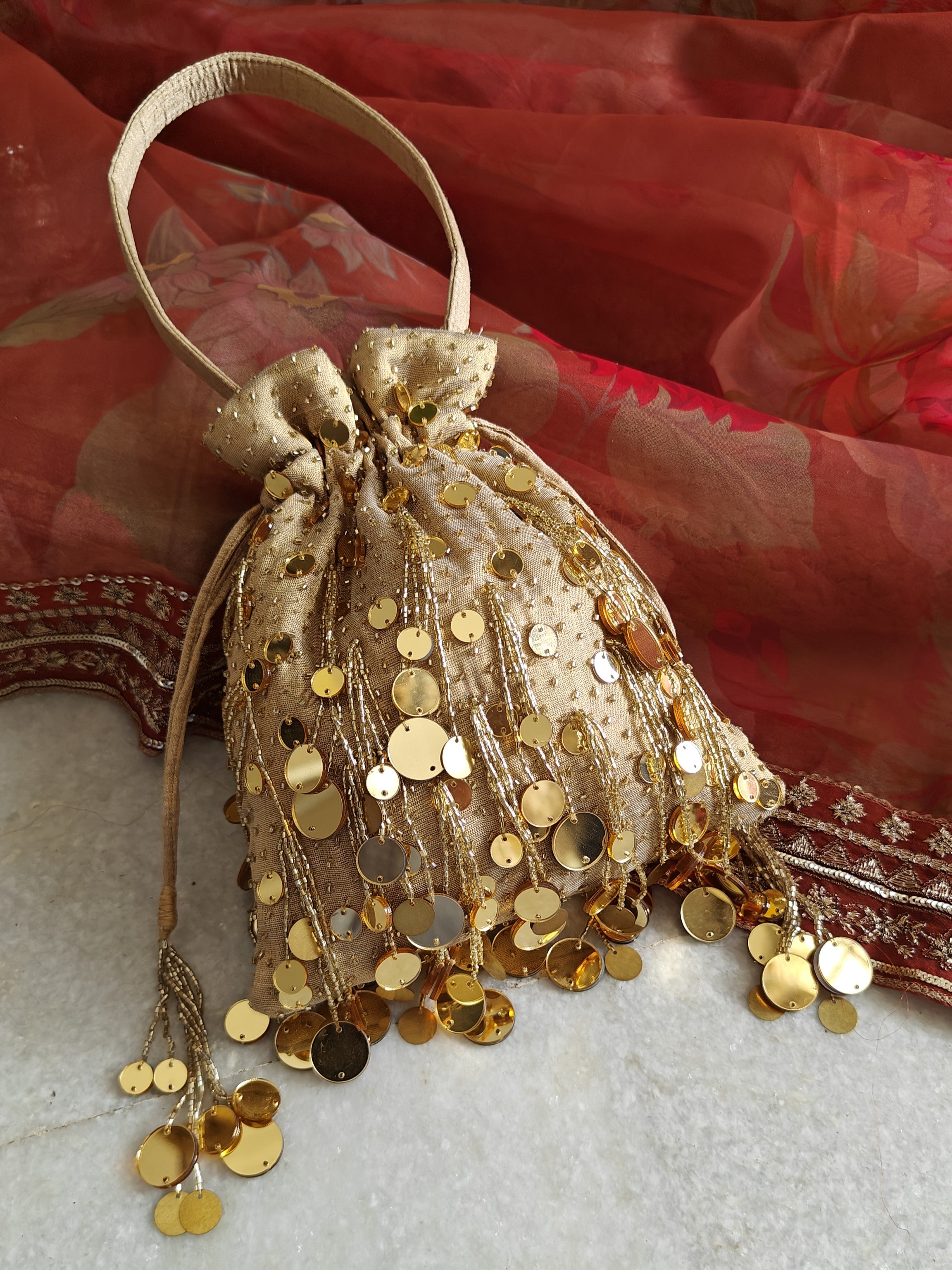 Gold Mirror Potli Bag