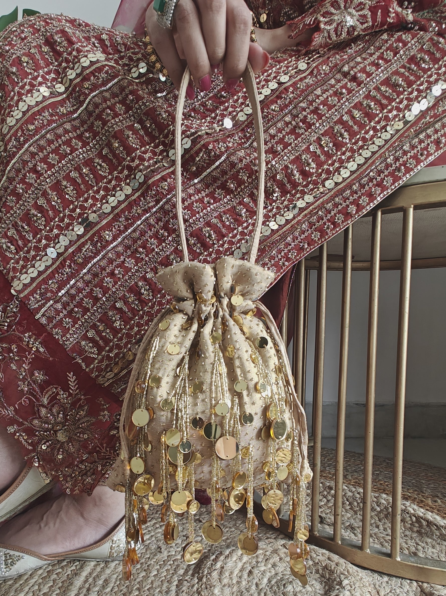 Gold Mirror Potli Bag