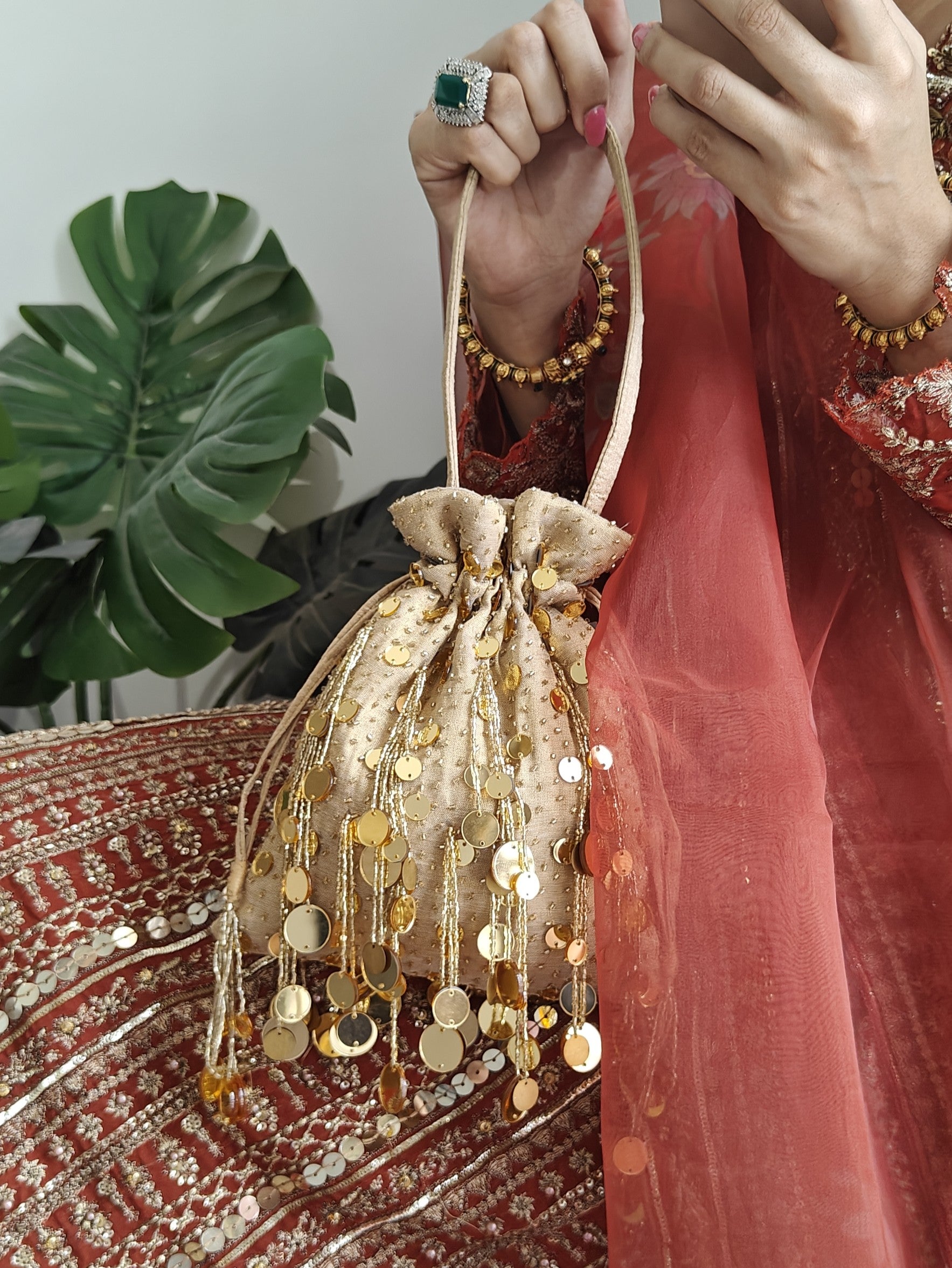 Gold Mirror Potli Bag