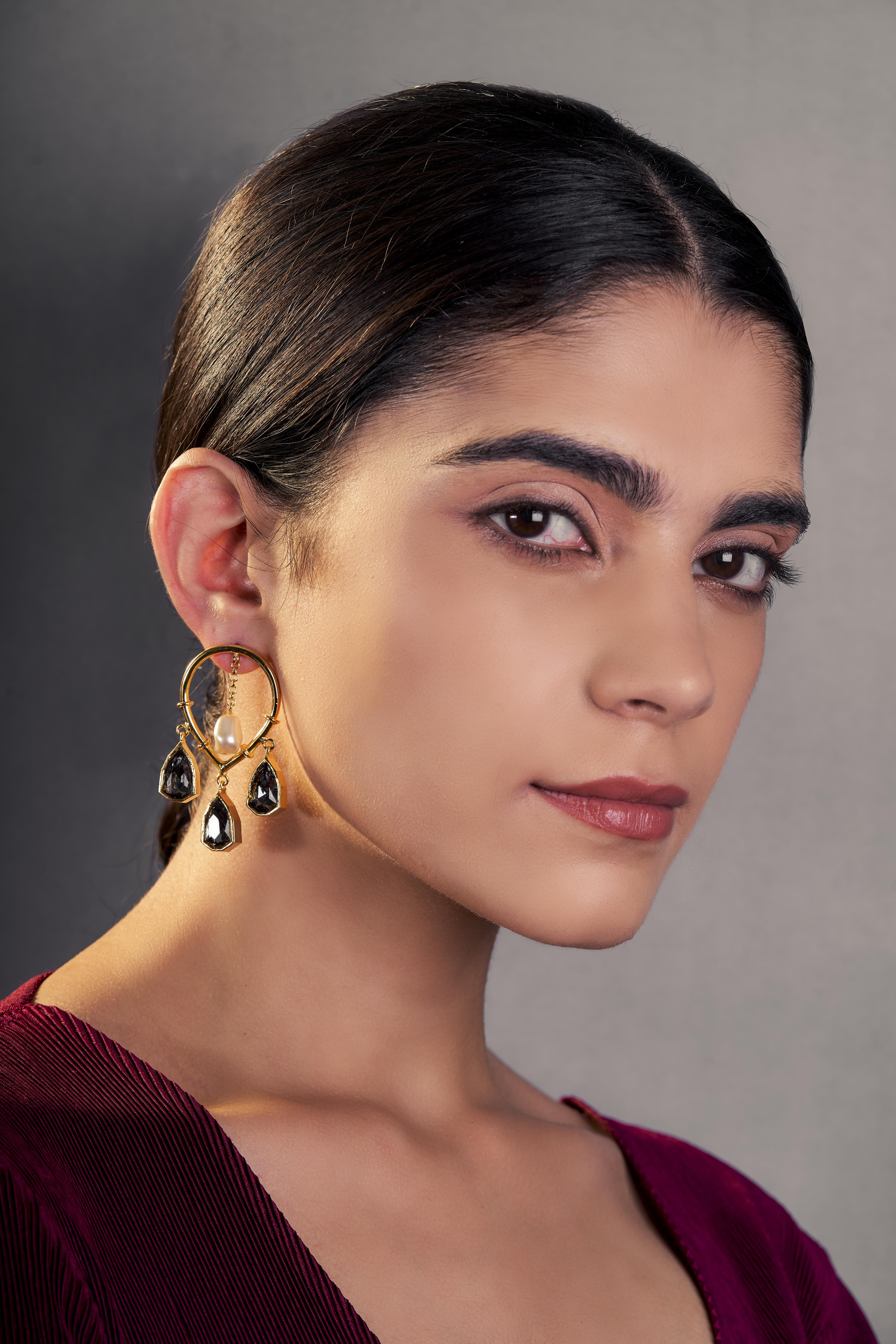 Joy Dangler Earrings Black Crystals