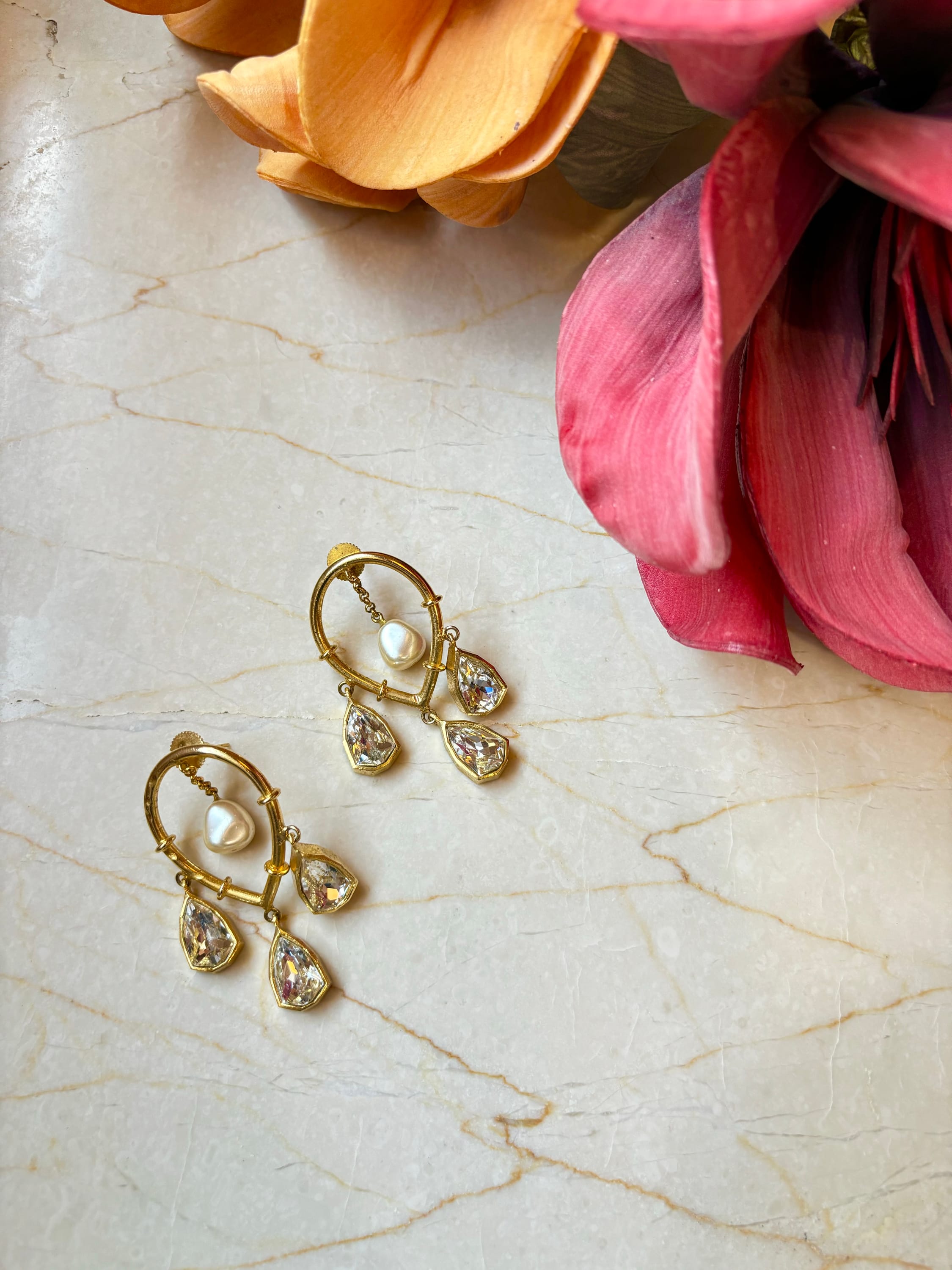 Joy Dangler Earrings White Crystals