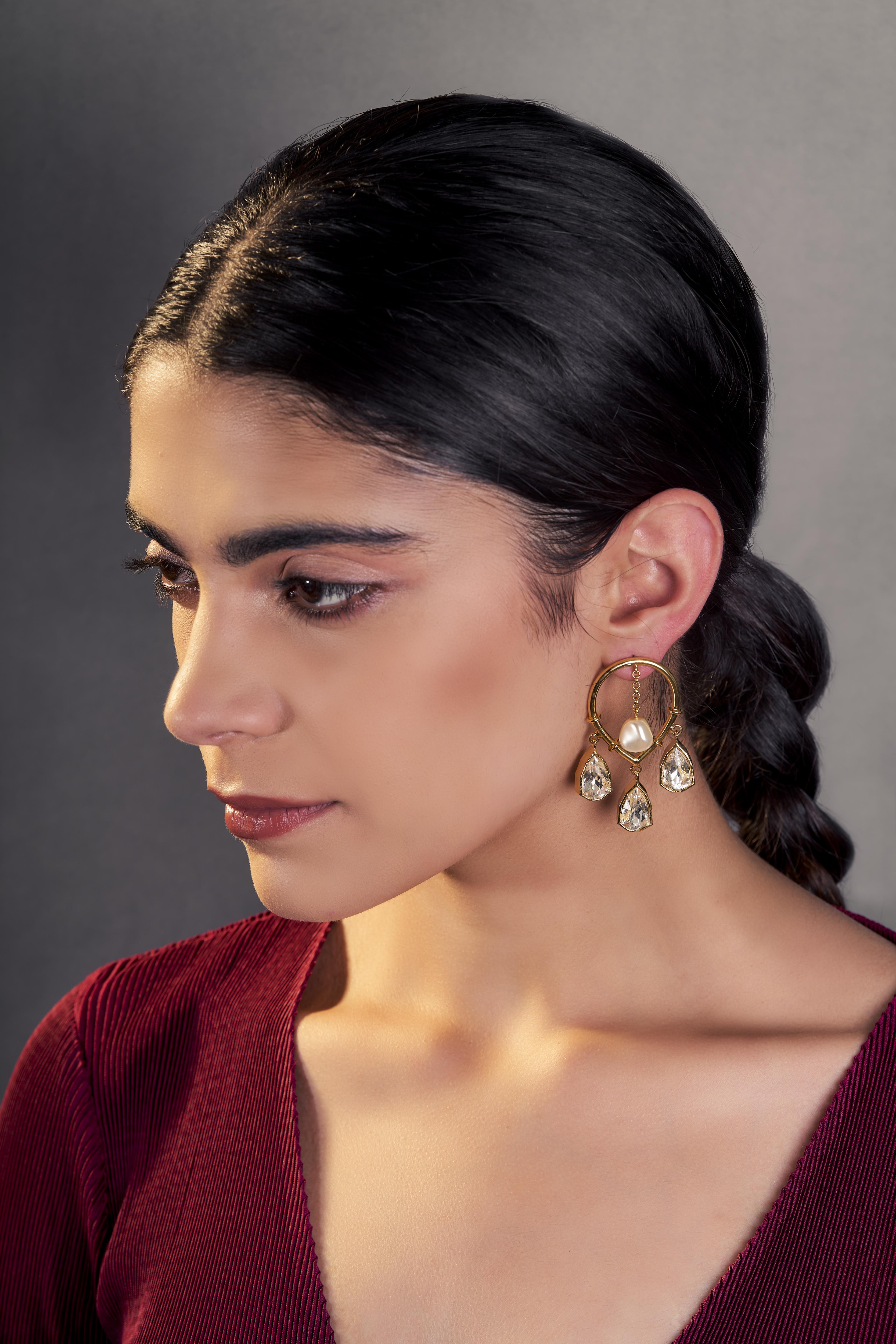Joy Dangler Earrings White Crystals