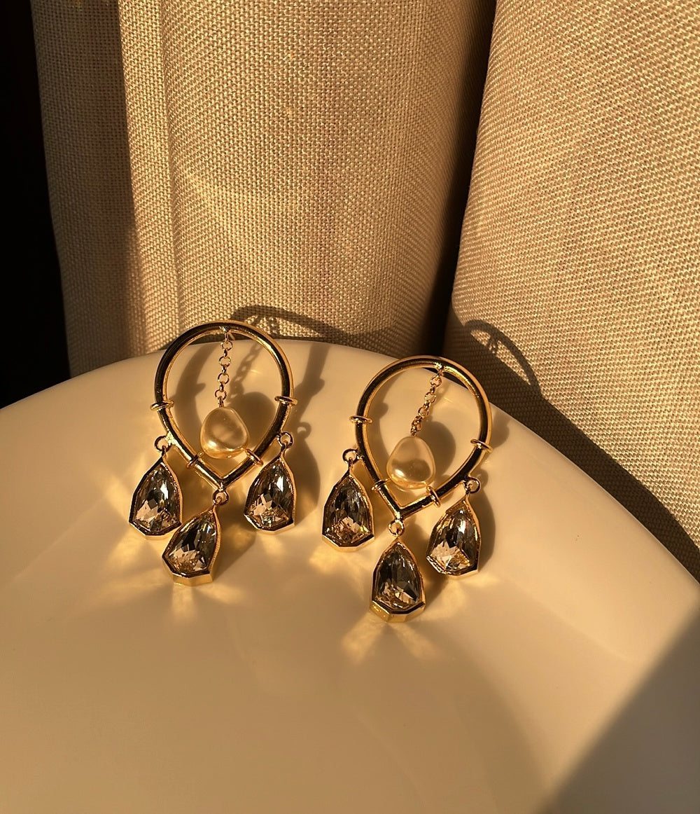 Joy Dangler Earrings White Crystals