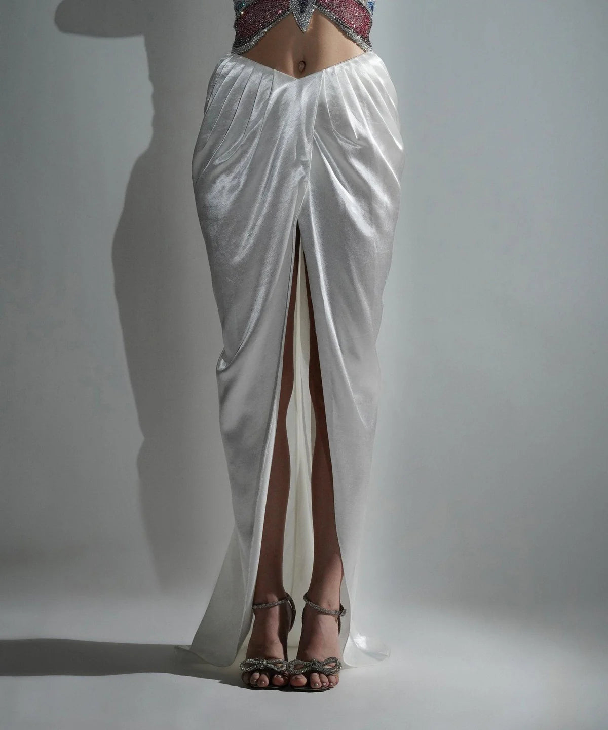 Keya White Drape Maxi Skirt