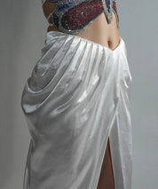 Keya White Drape Maxi Skirt