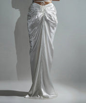 Keya White Drape Maxi Skirt