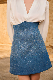 Siena Denim Embellished Dress With Top