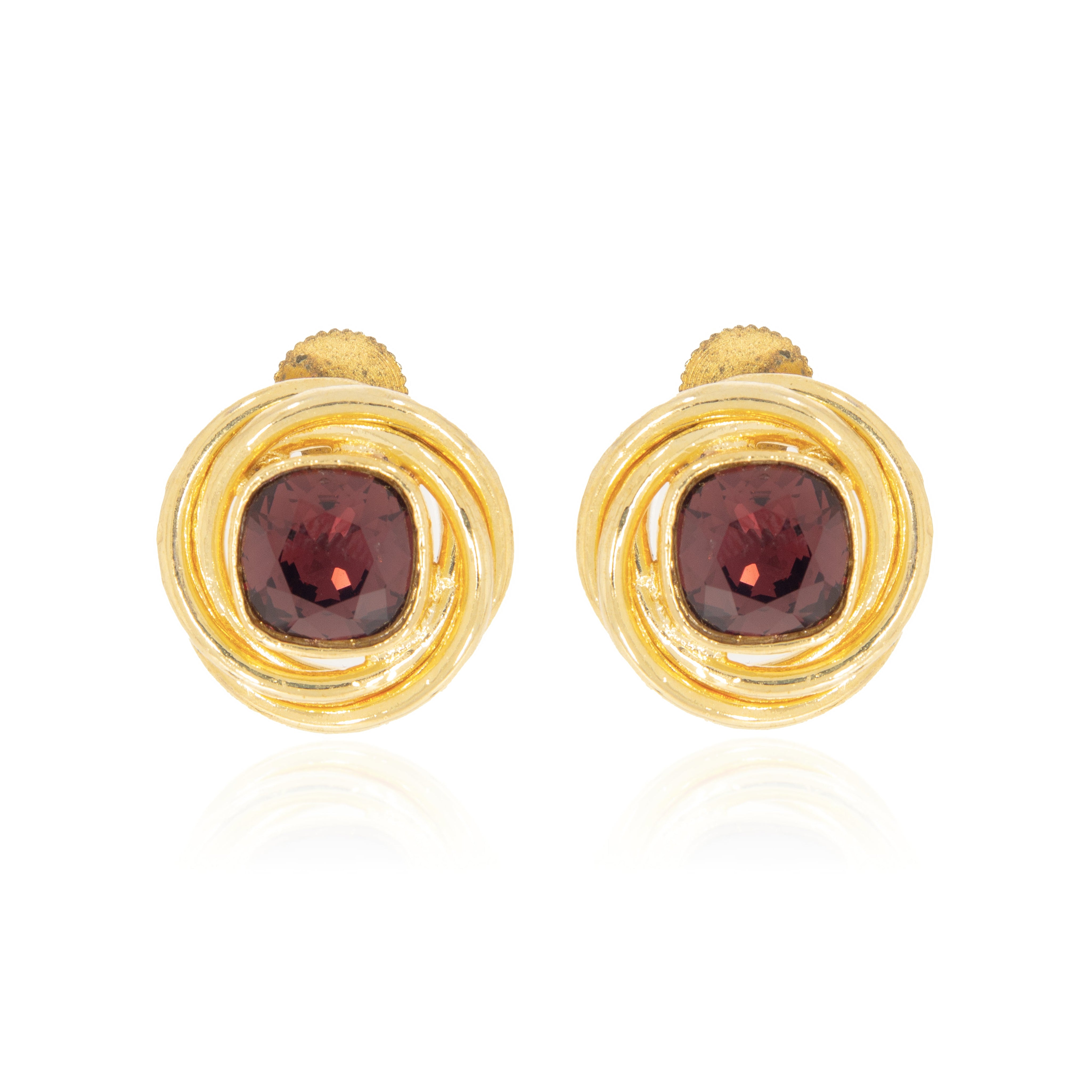 Knot Stud Earrings Burgandy