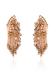 Fresh Water Pearl Floral Long Earrings