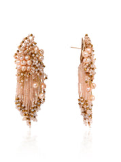 Fresh Water Pearl Floral Long Earrings