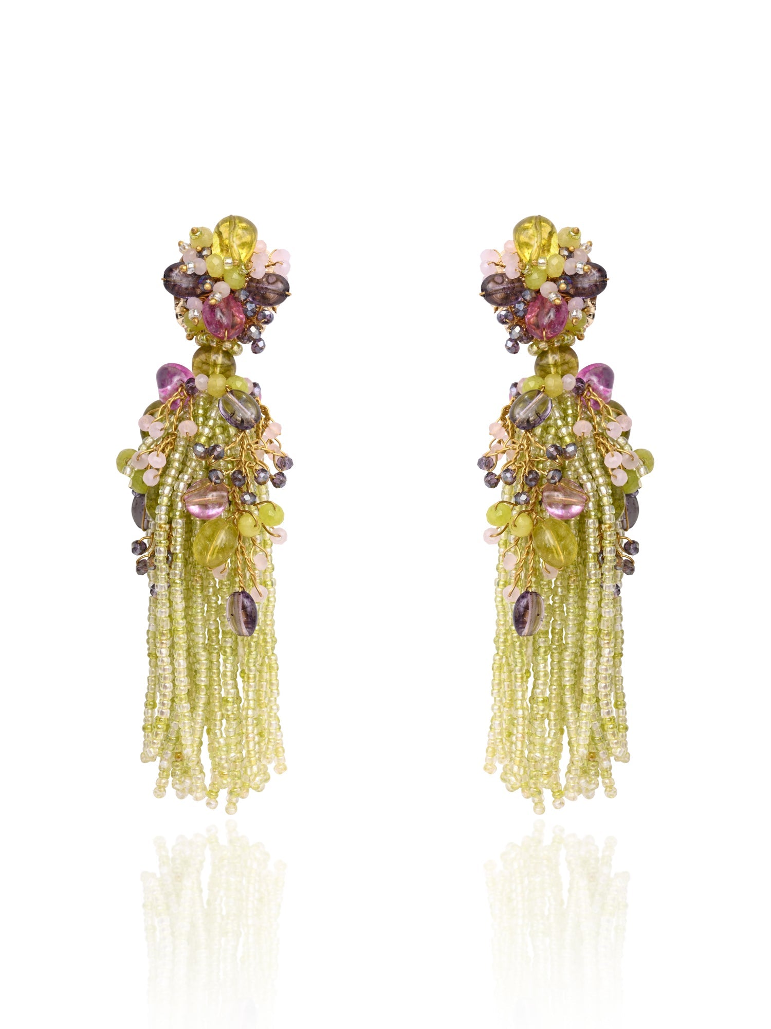 Green Mehendi Jhumka Tassel Earrings