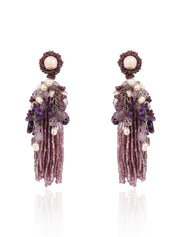 Luxury Wine And Pearl Long Earrings