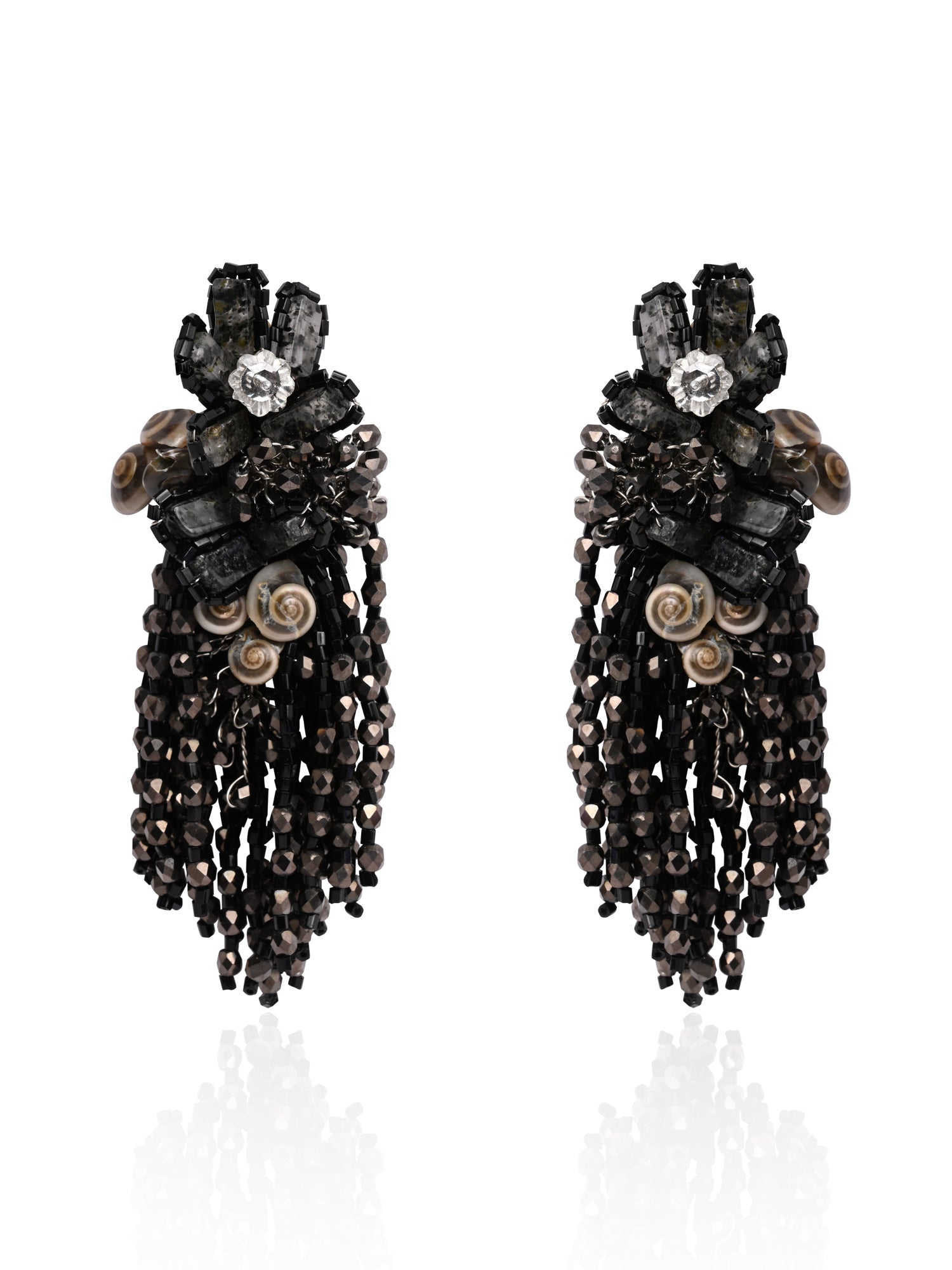 Jet Black Black Anti Tarnish Cocktail Statement Earrings
