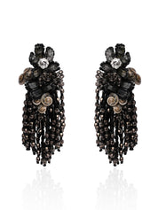 Jet Black Black Anti Tarnish Cocktail Statement Earrings