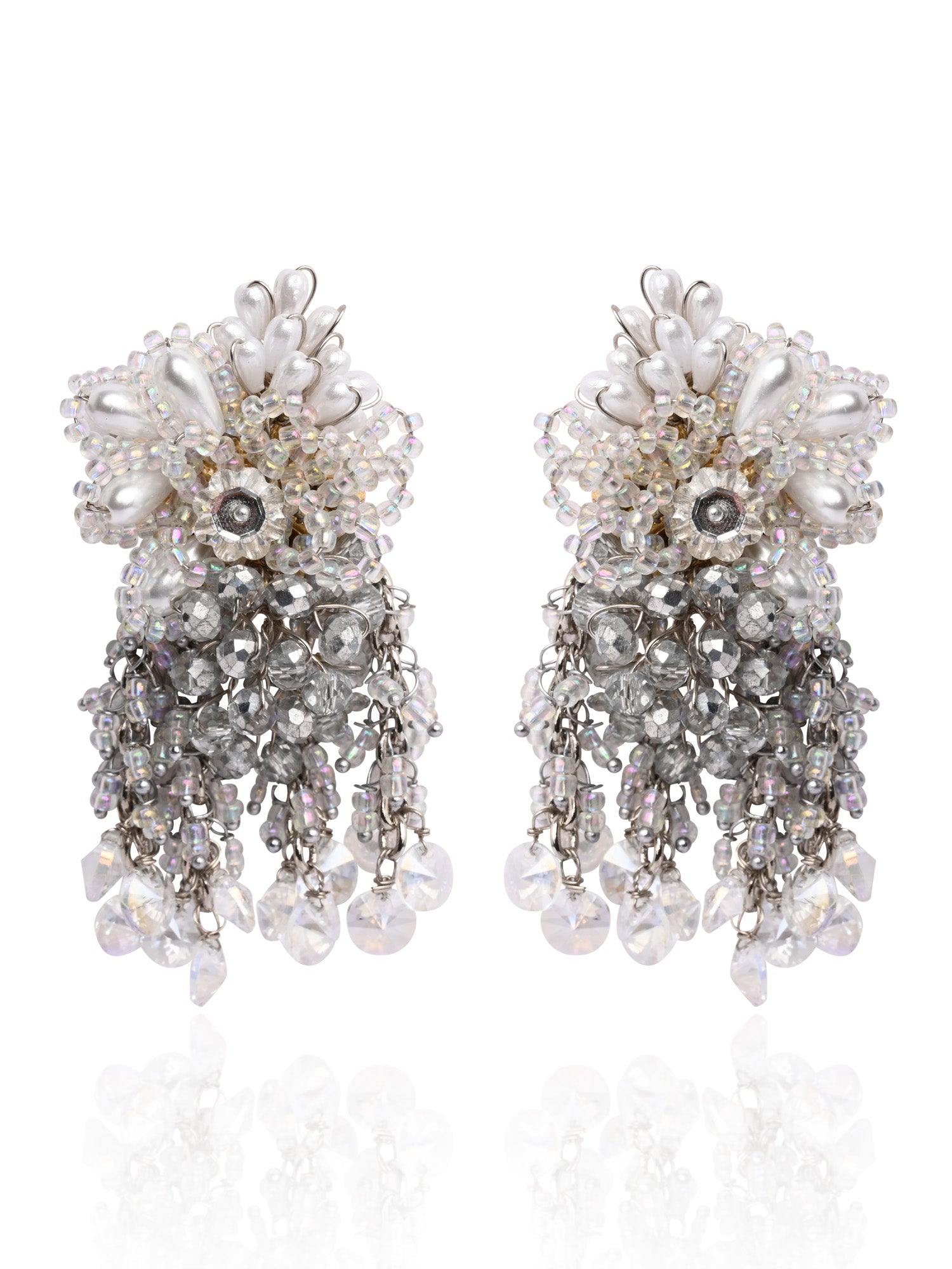 Silver Plated Pearl Festive Medium Size Earrings